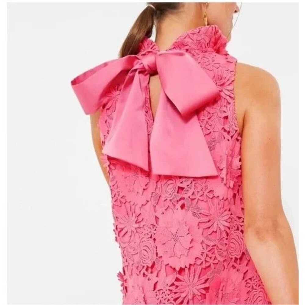 Tuckernuck Guipure Lace Blythe Sleeveless Floral Dress Pink Size L Preppy Party - Picture 2 of 10